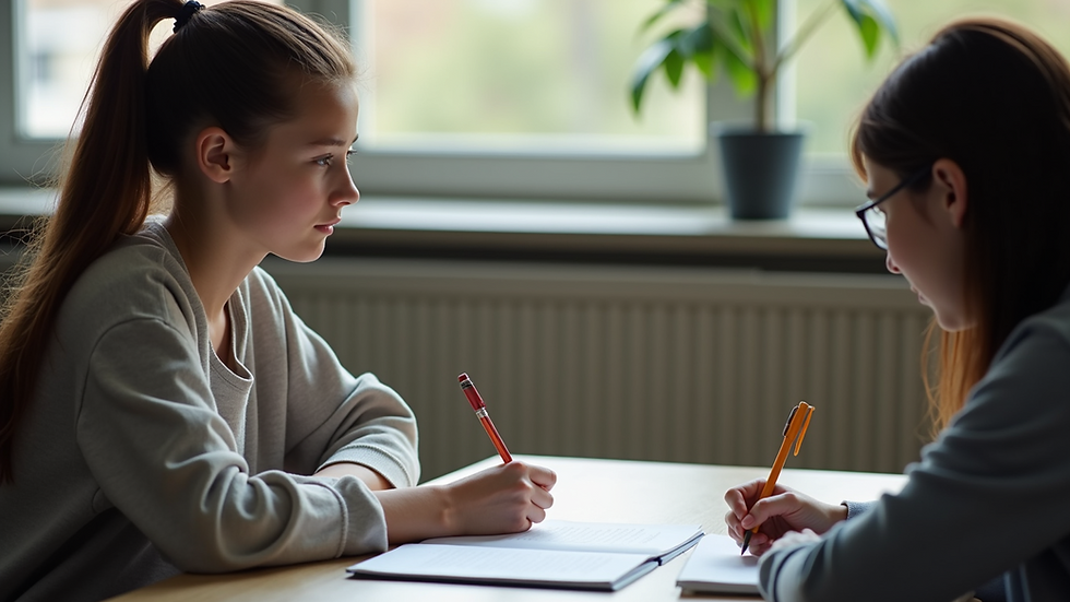 Close-up view of a student receiving private tutoring
