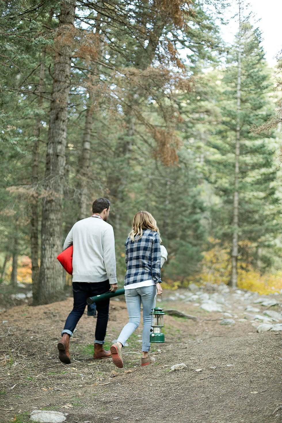 boy and girl walking in the forest