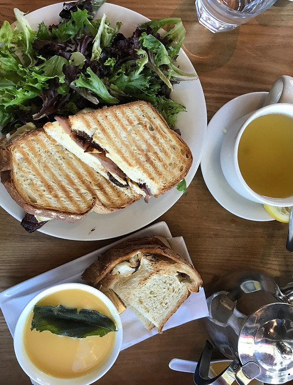 A delicious lunch at a local restaurant.