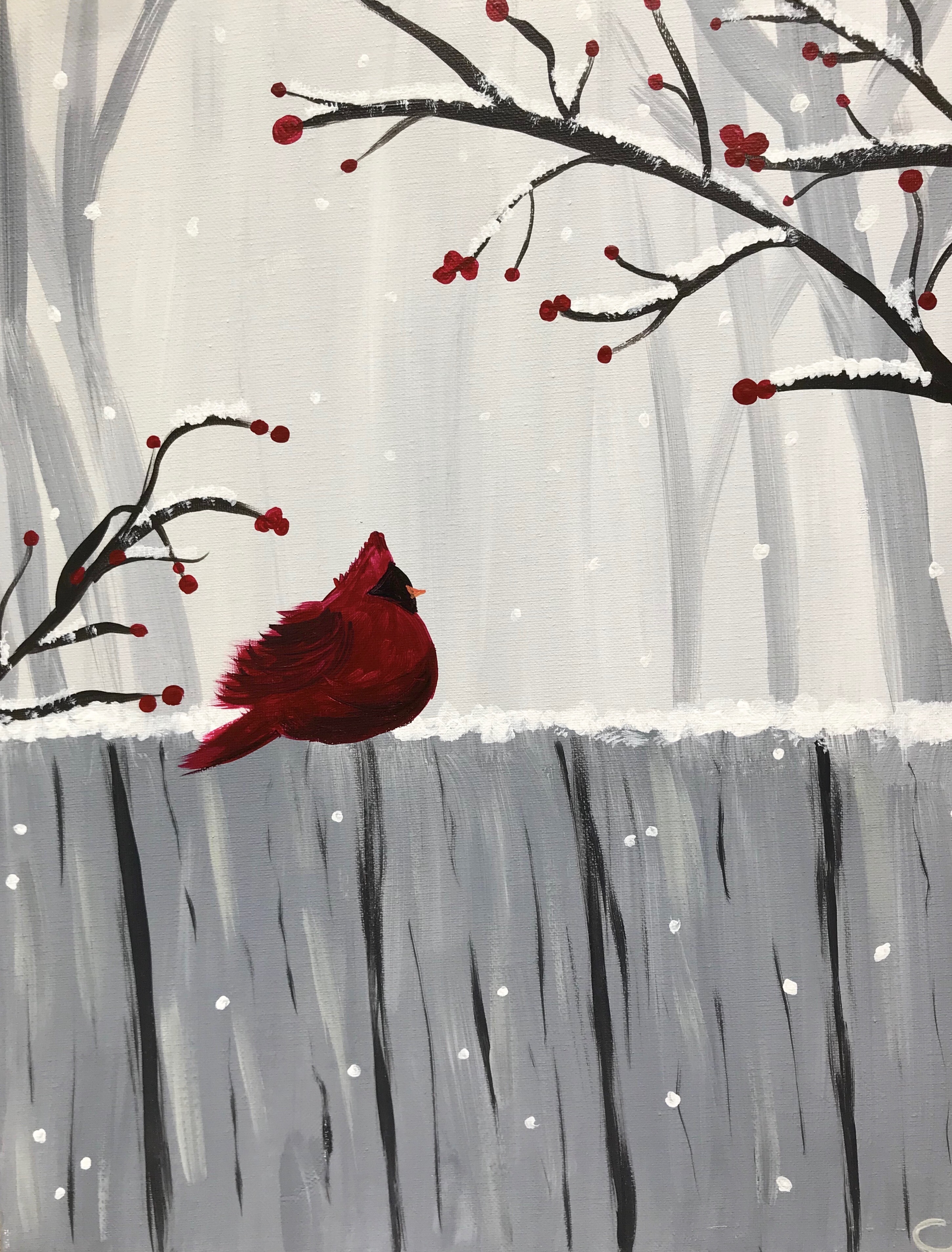 Paint & Sip Winter Cardinal
