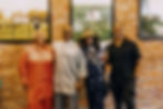 Jasmine Williams, Ryan Coogler, Justin Hardiman and Tyler Yarbrough in front of photos from SOIL, New Work by Justin Hardiman and the Crossroads Cultural Arts Center in Clarksdale, MS
