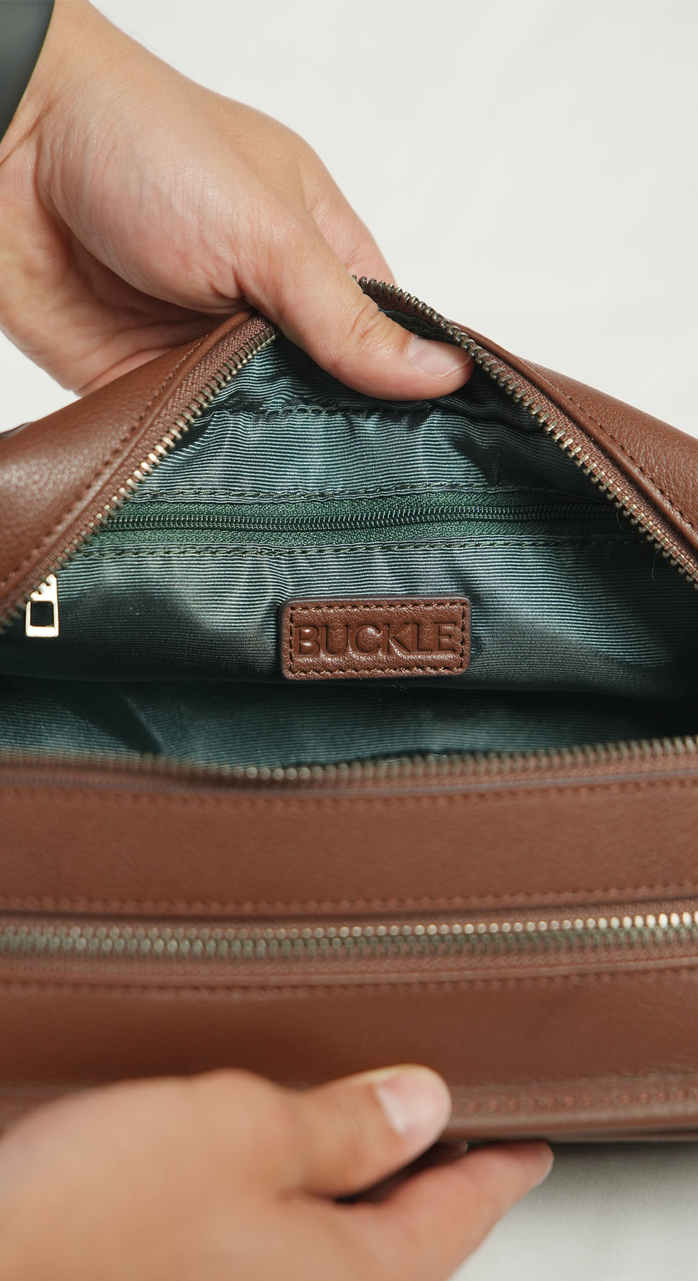 Miniatura: Neceser cuero café 100% cuero 3 zippers