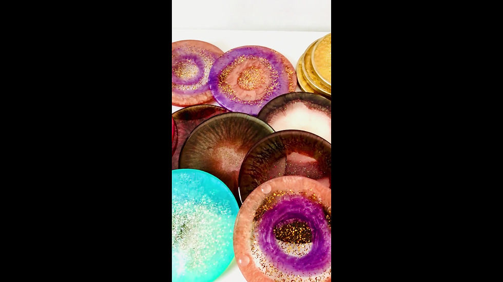 Thumbnail: Handcrafted mica powder epoxy resin round coasters