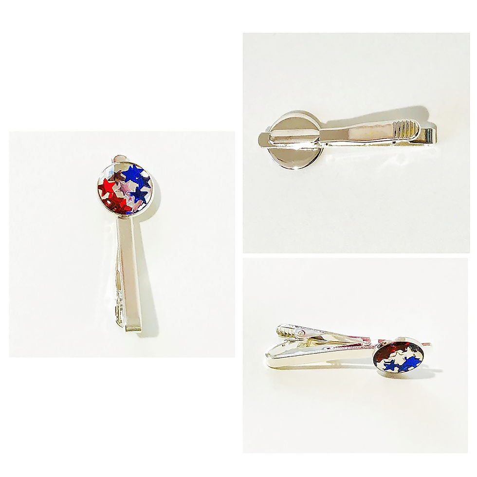 Thumbnail: Handmade classic bar tie clip with inlay