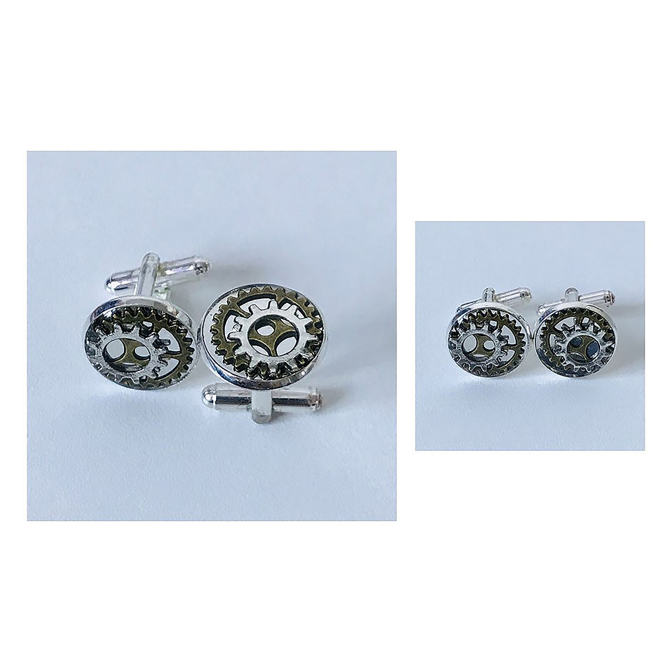 Thumbnail: Handcrafted epoxy resin round cuff links