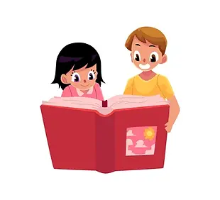 84556138-twee-kinderen-kinderen-lezen-een-interessant-boek-samen-cartoon-vector-illustrati