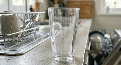 Glass with white spots after dishwasher_