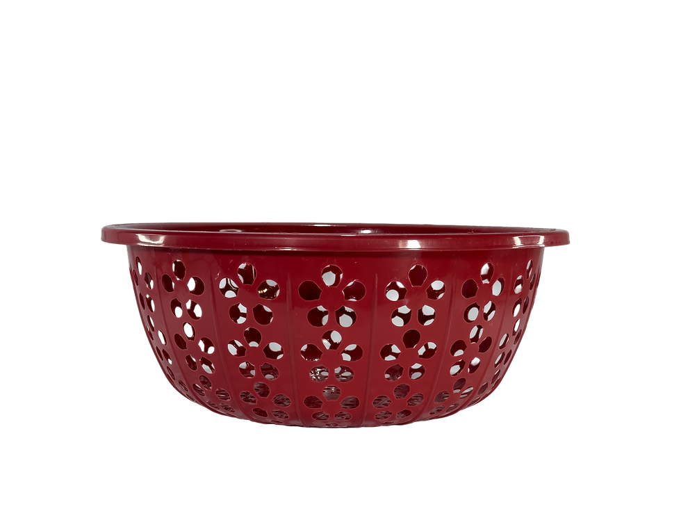 Miniatura: Vista frontal de canasto plástico margarita, colores vibrantes