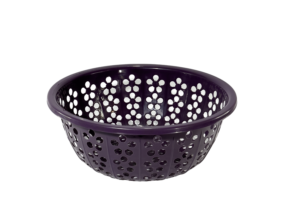 Miniatura: Vista frontal de canasto plástico margarita, colores vibrantes