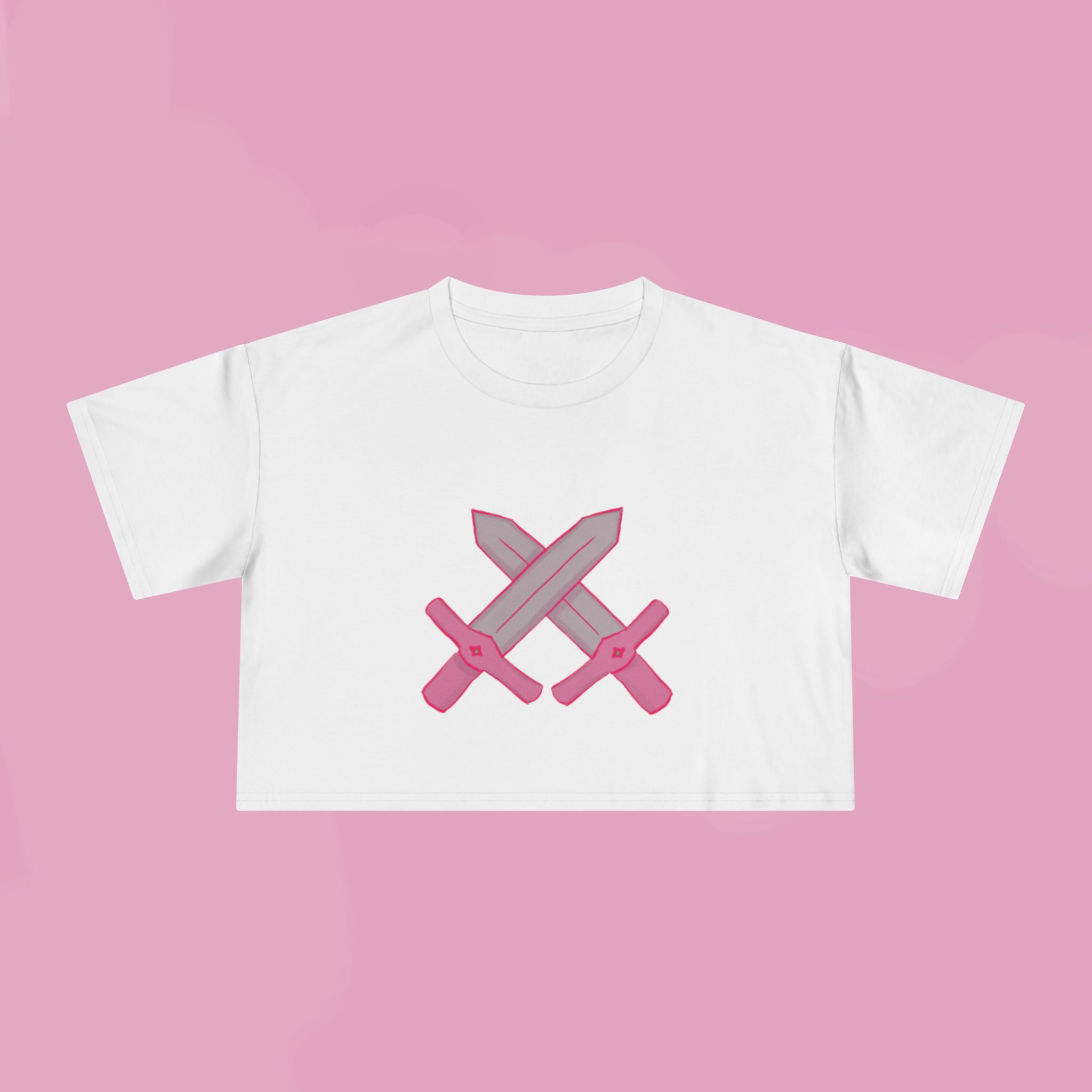 Pink Crossed Swords Crop Tee