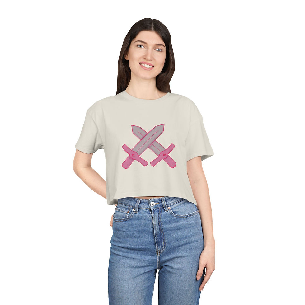 Thumbnail: Pink Crossed Swords Crop Tee
