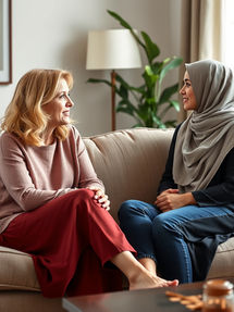 A Christian and a Muslim lady visiting