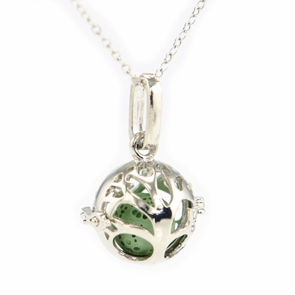 Thumbnail: Small Tree of Life Essential Oil Diffuser Necklace Locket With Lava Stone