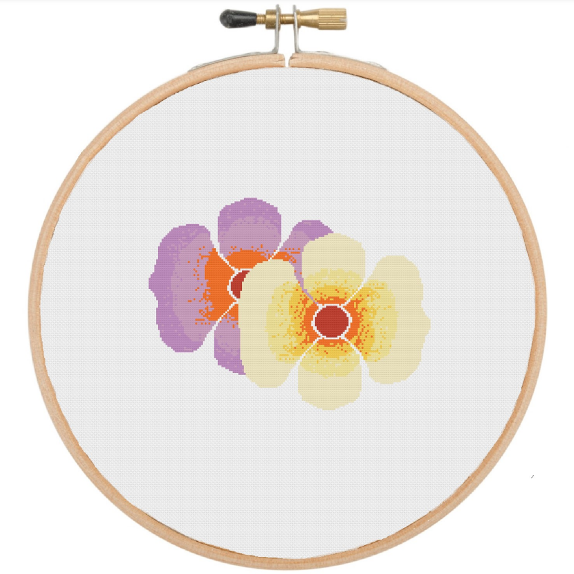 Thumbnail: Stitch of Paradise finished pattern of white lantana design