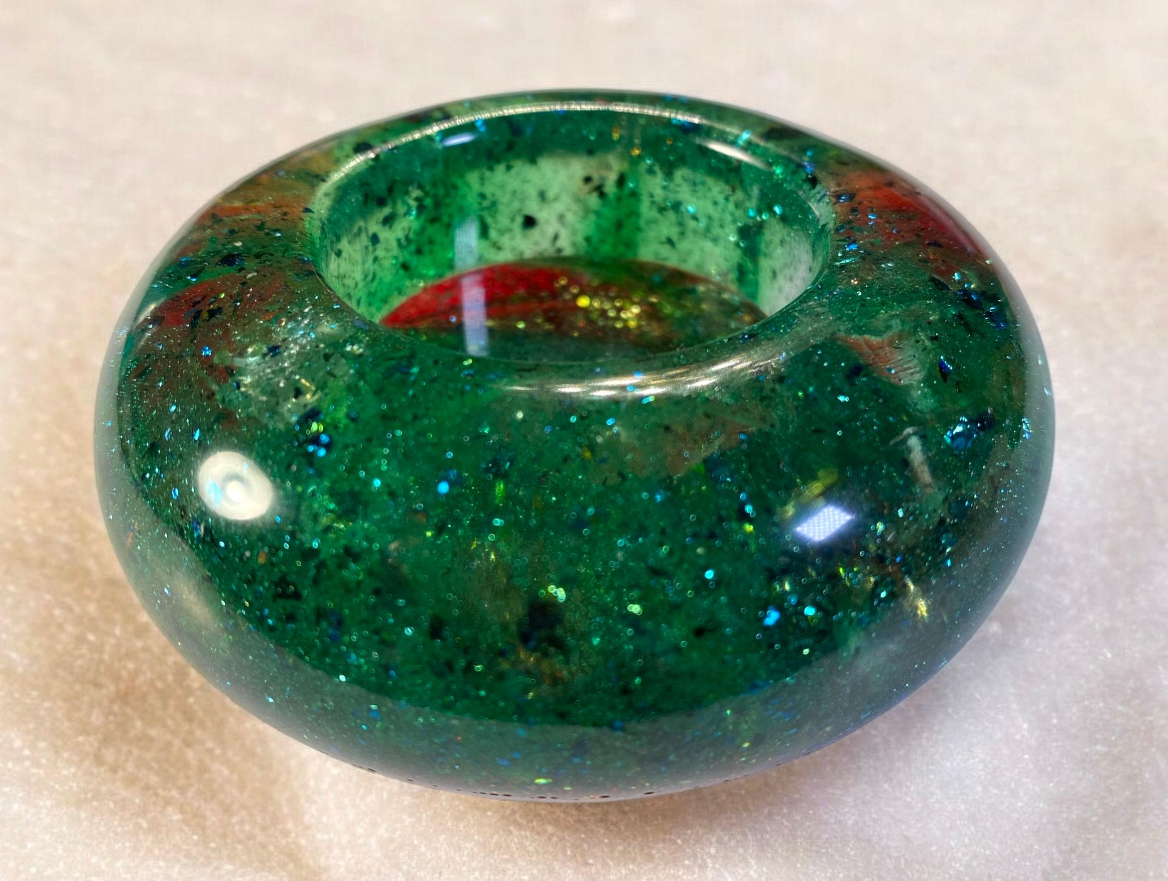 Forest Green with Red Tea Light