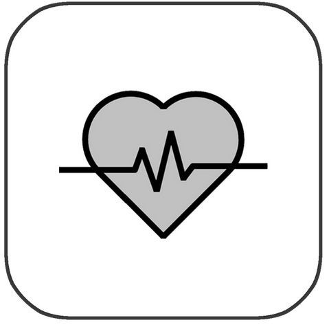 Graues Herz mit schwarzem Herzschlag Symbol auf weißem Hintergrund