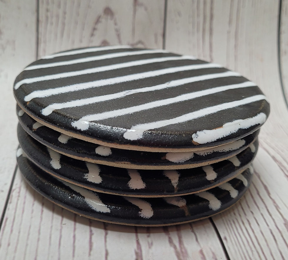 Thumbnail: Set of 4 Handmade Stoneware Ceramic Coasters.