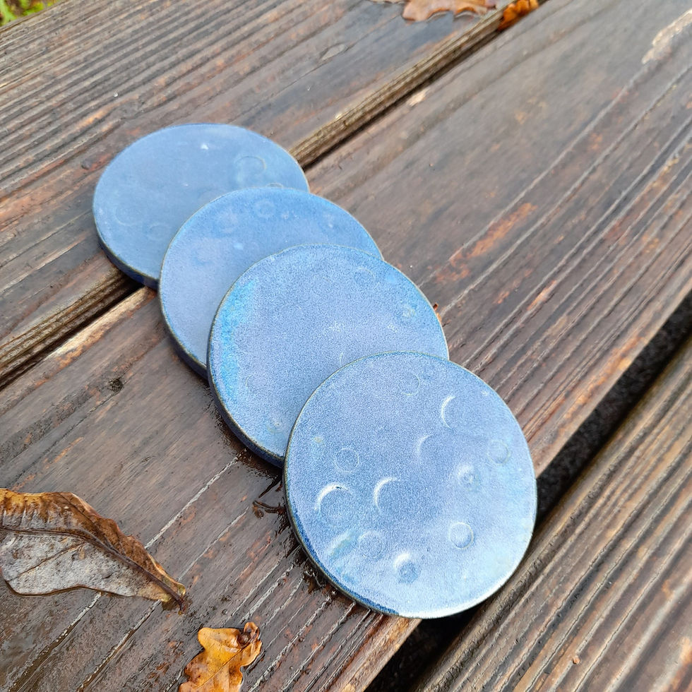 Thumbnail: Set of 4 Handmade Stoneware Ceramic Coasters.