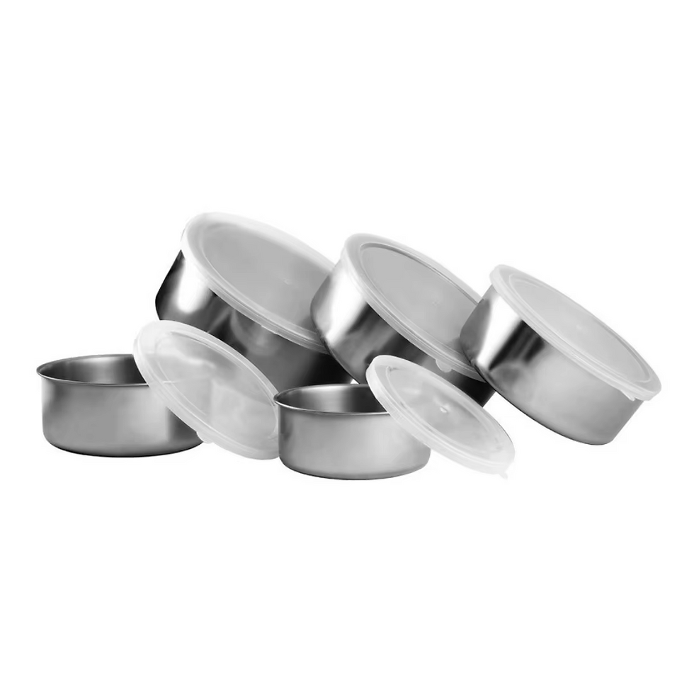Miniatura: onjunto de Potes de Inox Premium com Tampa - Jogo com 5 Peças Redondas
