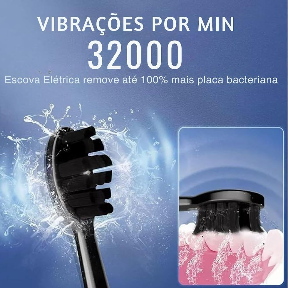 Miniatura: Escova Elétrica Ultrassônica Recarregável Silenciosa + 4 Cabeças para Viagem