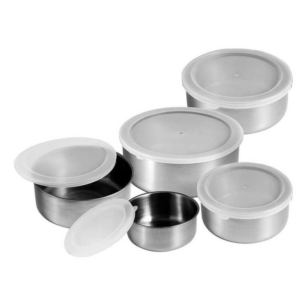 Miniatura: onjunto de Potes de Inox Premium com Tampa - Jogo com 5 Peças Redondas