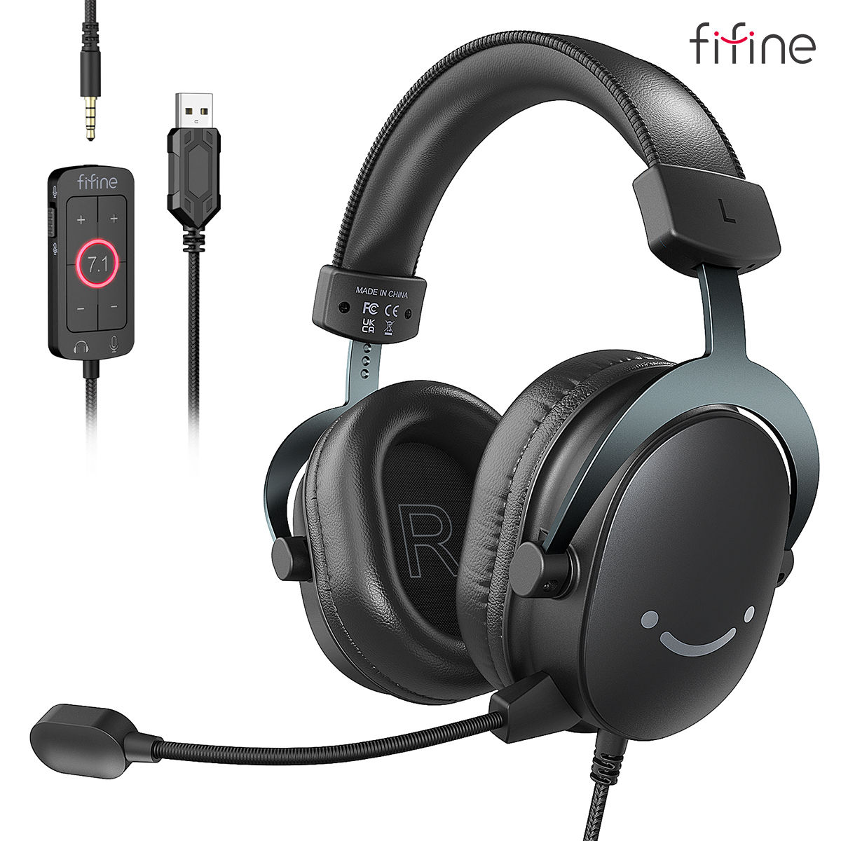 Headset Gamer FIFINE H9: Som Surround 7.1, Conexão USB/3.5mm e Controle de Áud