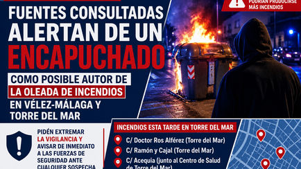 Alertan de un encapuchado como posible autor de otra oleada de incendios en Torre del Mar