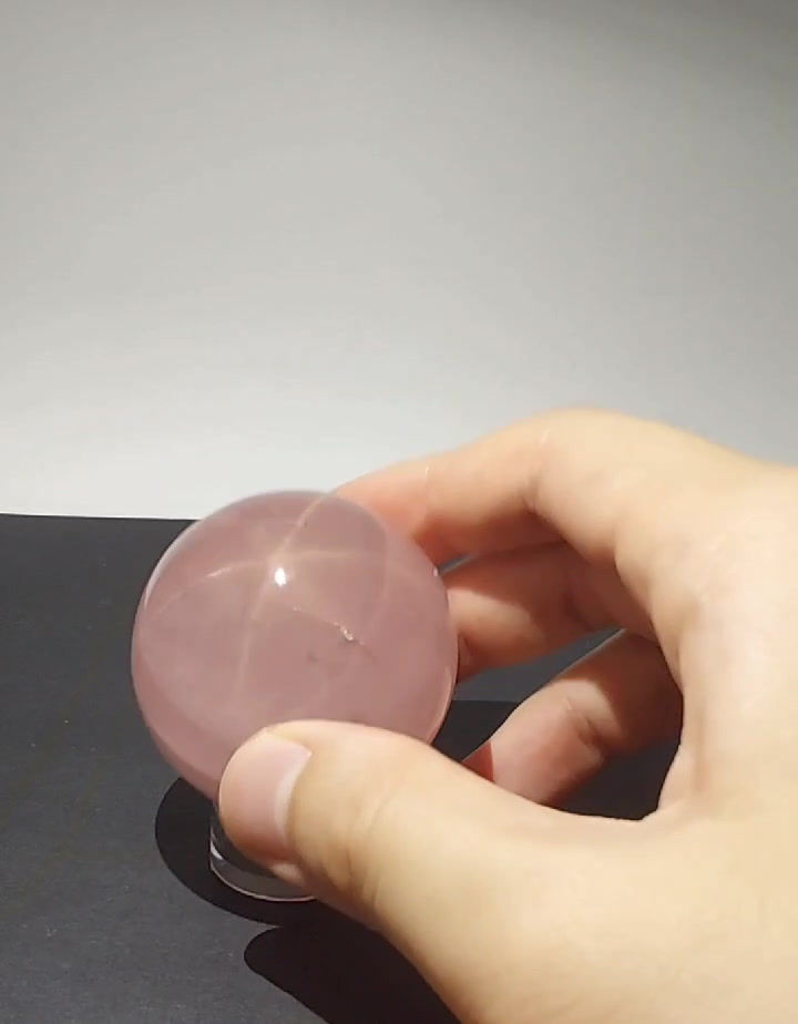 Thumbnail: Natural 6 point star asterism rose quartz crystal ball