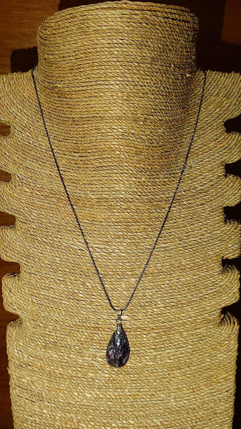 Thumbnail: Silver Necklace with Charoite Crystal