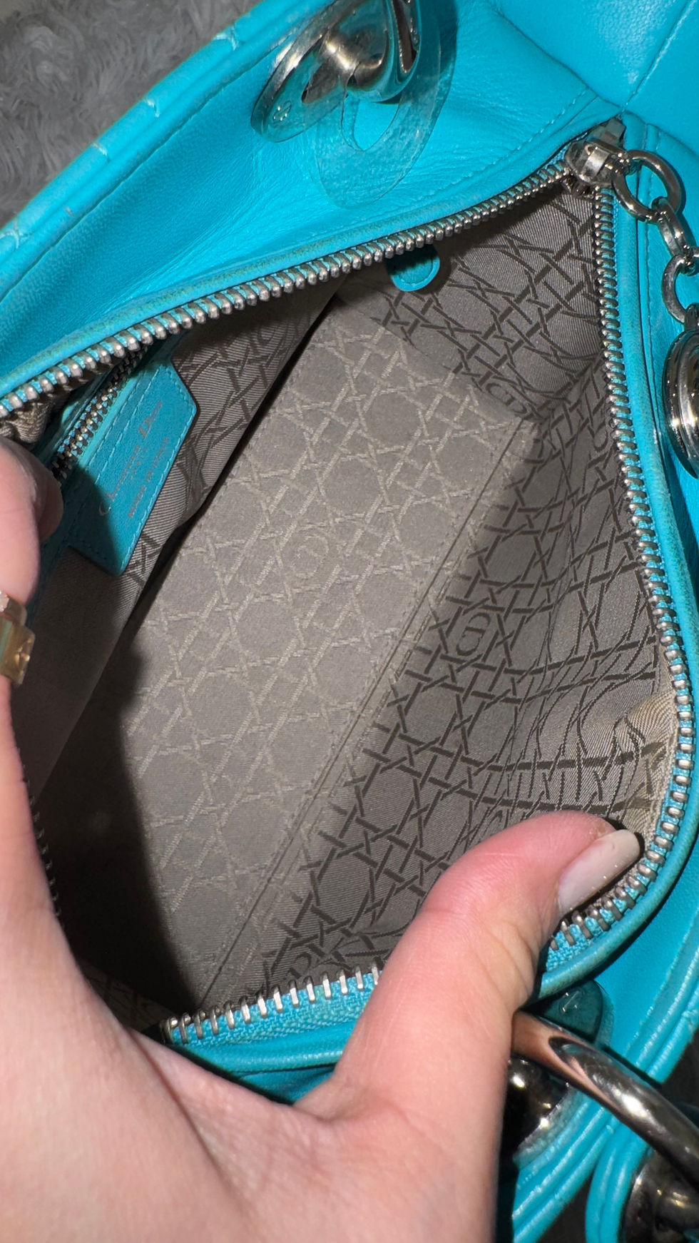 Thumbnail: Christian Dior Lady Dior Tiffany Blue SHW Medium 