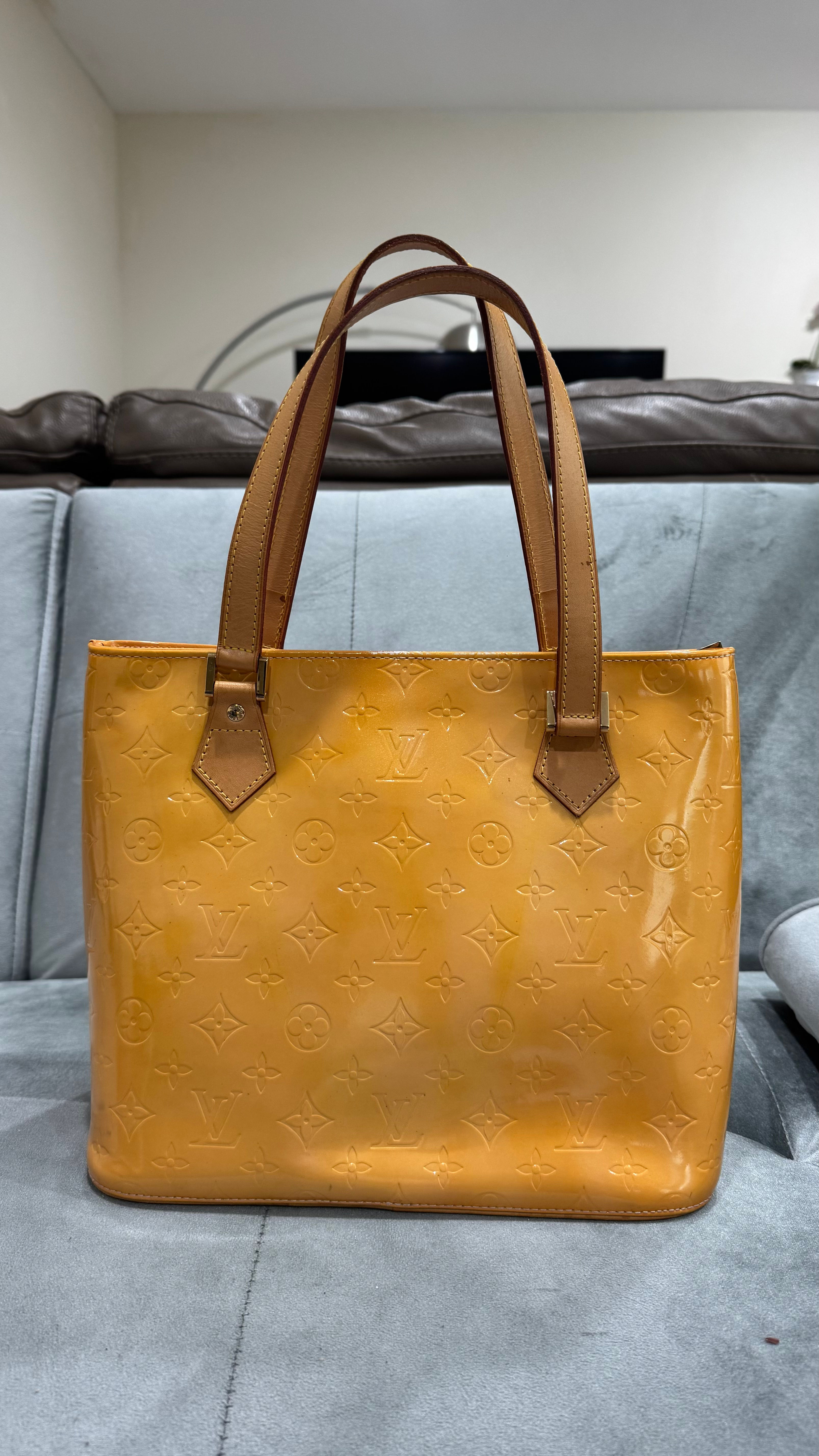 Louis Vuitton Yellow Houston Vernis Leather Top Handle Shoulder Bag