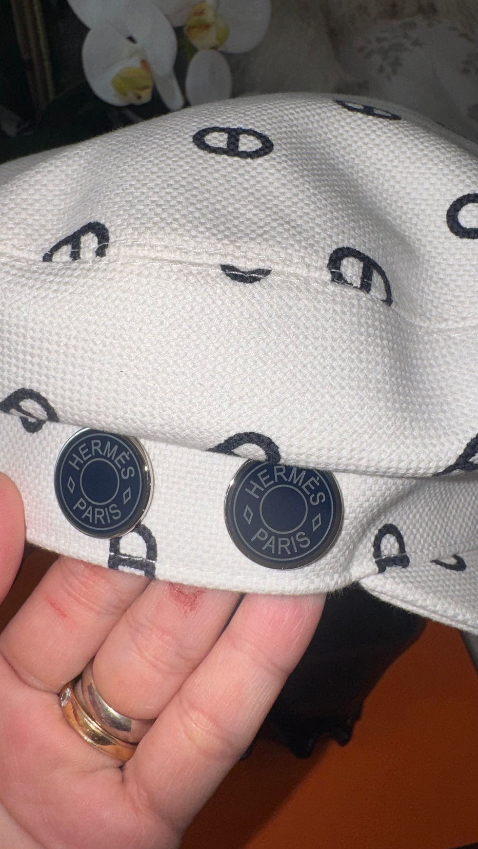 Thumbnail: Hermes Chaine Dancre White Hat Sz 56