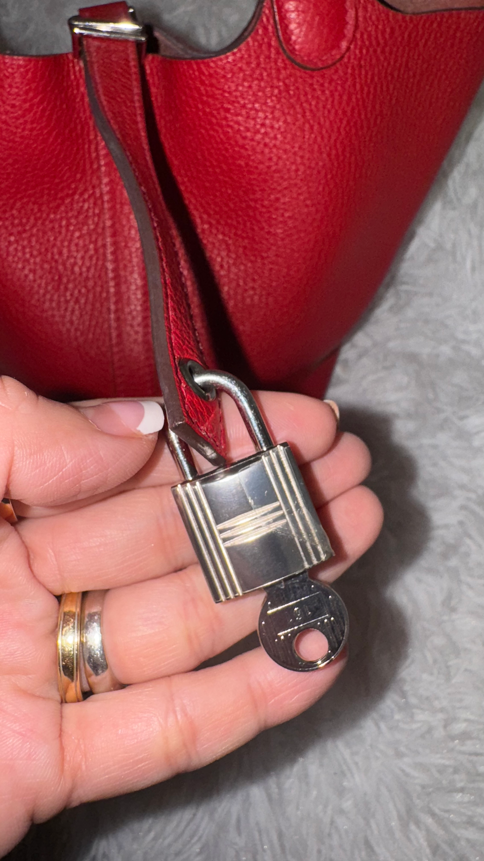 Thumbnail: Hermes Clemence Leather Rouge Gruna PHW Picotin 18