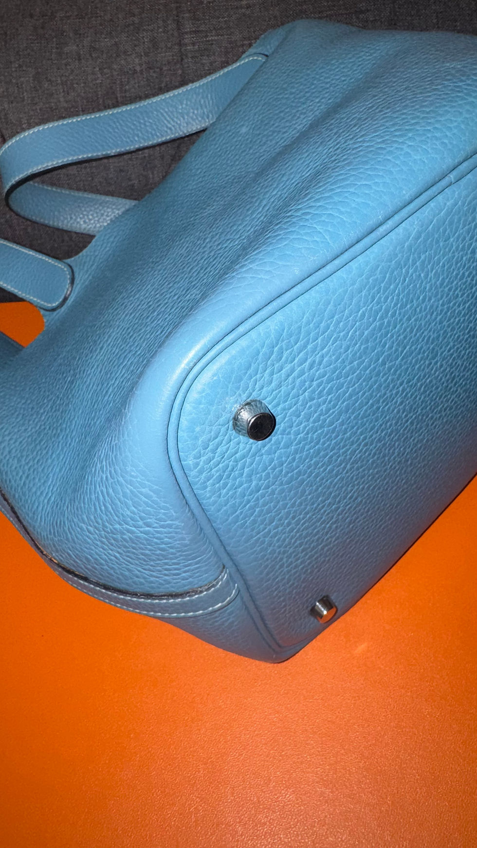 Thumbnail: Hermes Clemence Leather BluePHW Picotin 22