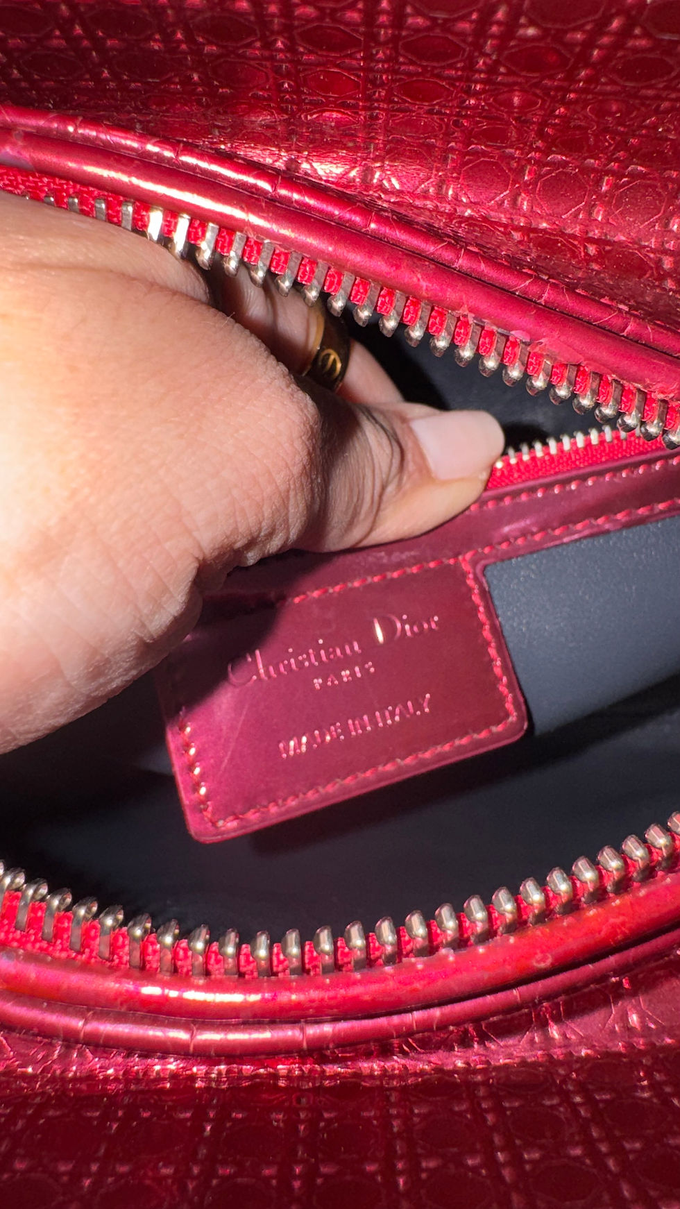 Thumbnail: Christian Dior Lady Dior Micro Cannage Red SHW Medium 