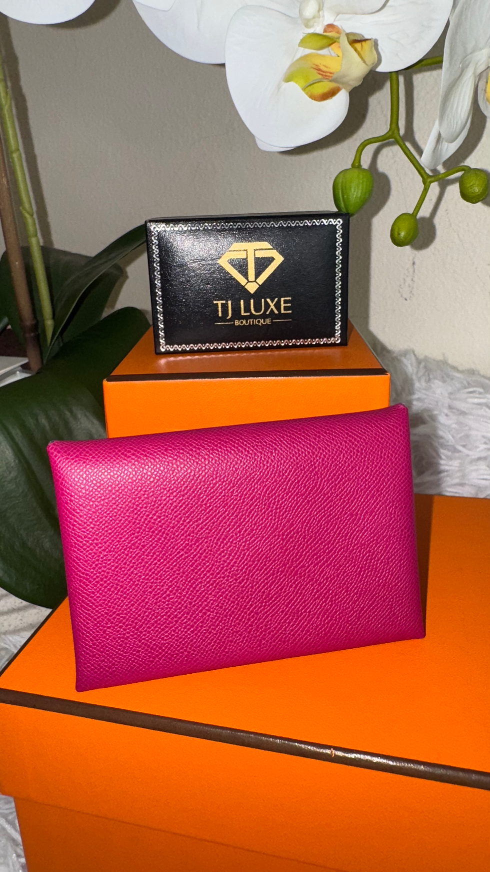 Hermes Rose Poupre Epsom Calvi Card Holder