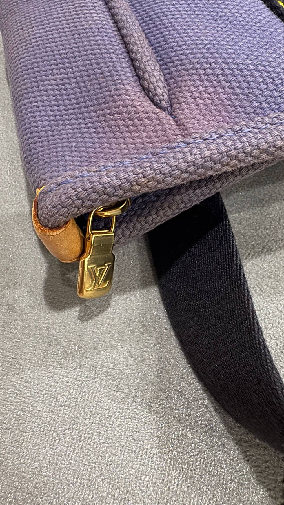 Thumbnail: Louis Vuitton  Blue/ Purple Canvas Antigua Cabas MM Top Handle Shoulder Bag