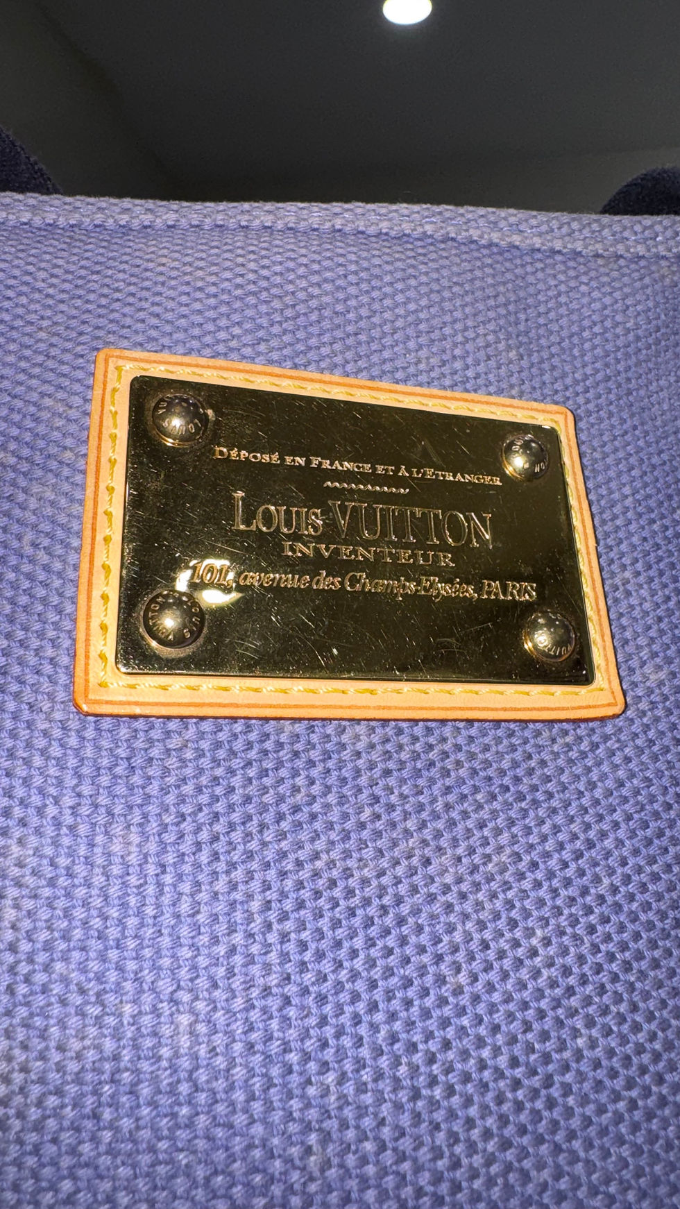 Thumbnail: Louis Vuitton  Blue/ Purple Canvas Antigua Cabas MM Top Handle Shoulder Bag