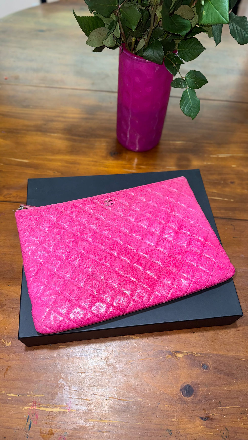 Thumbnail: Chanel Hot Pink Clutch/ Pouch 