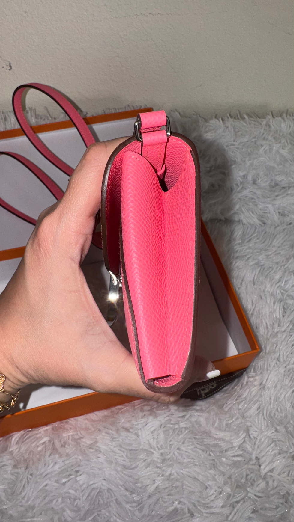 Thumbnail: Hermes Pink Epsom Leather Chaine Dancre Wallet Togo