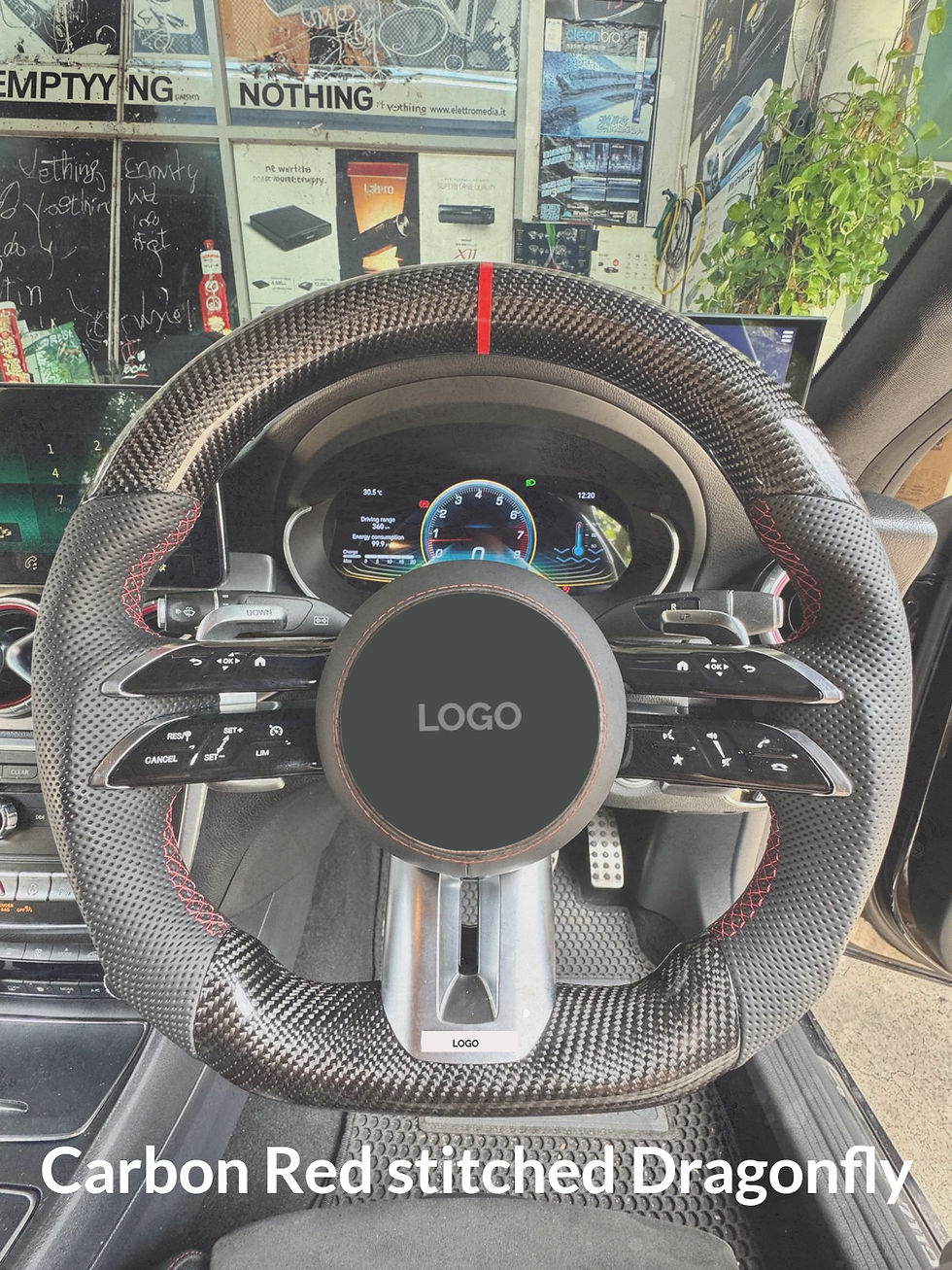 縮圖：Customised steering wheel carbon leather stitched