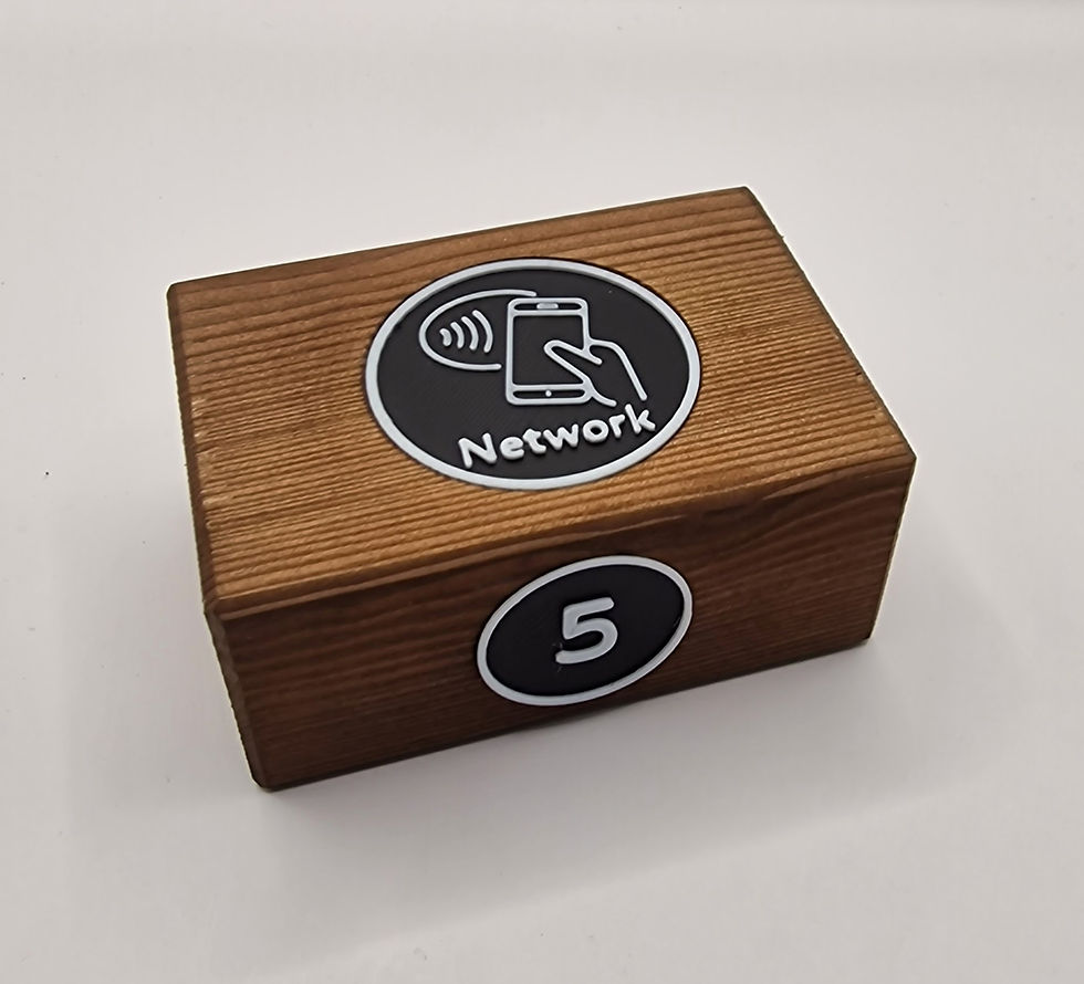 Thumbnail: NFC Menu Tagged wooden block