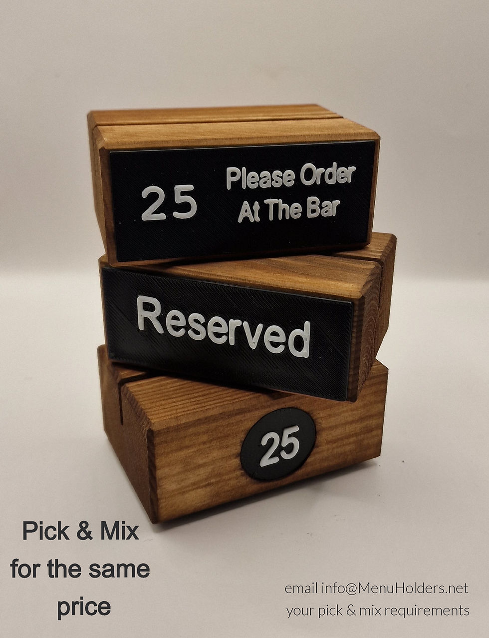wooden block menu holder