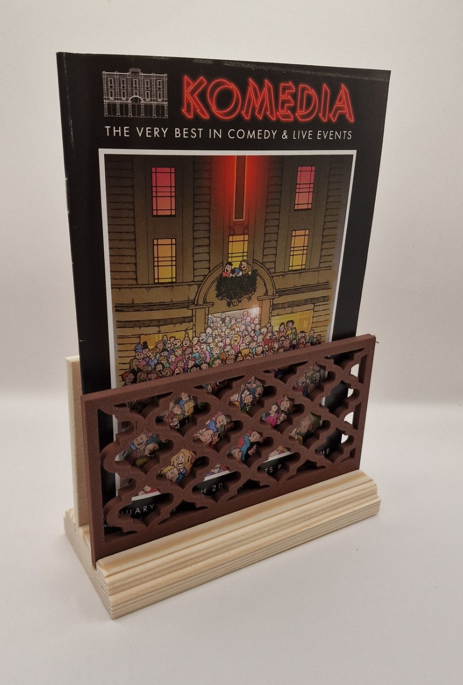 Thumbnail: A4-A5 Table top wooden Menu holder holds multiple menus.