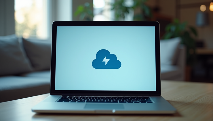 Eye-level view of a laptop screen showing unauthorized cloud storage usage