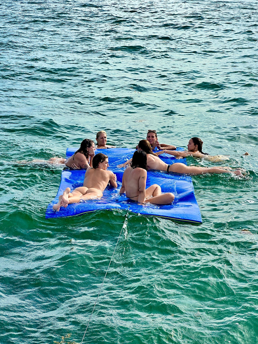 Women are enjoying freedom on the mat of The Sea Bubble