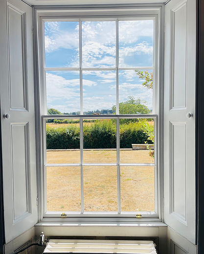 restored multi-pane timber sash window in Curry Rivel, Somerset
