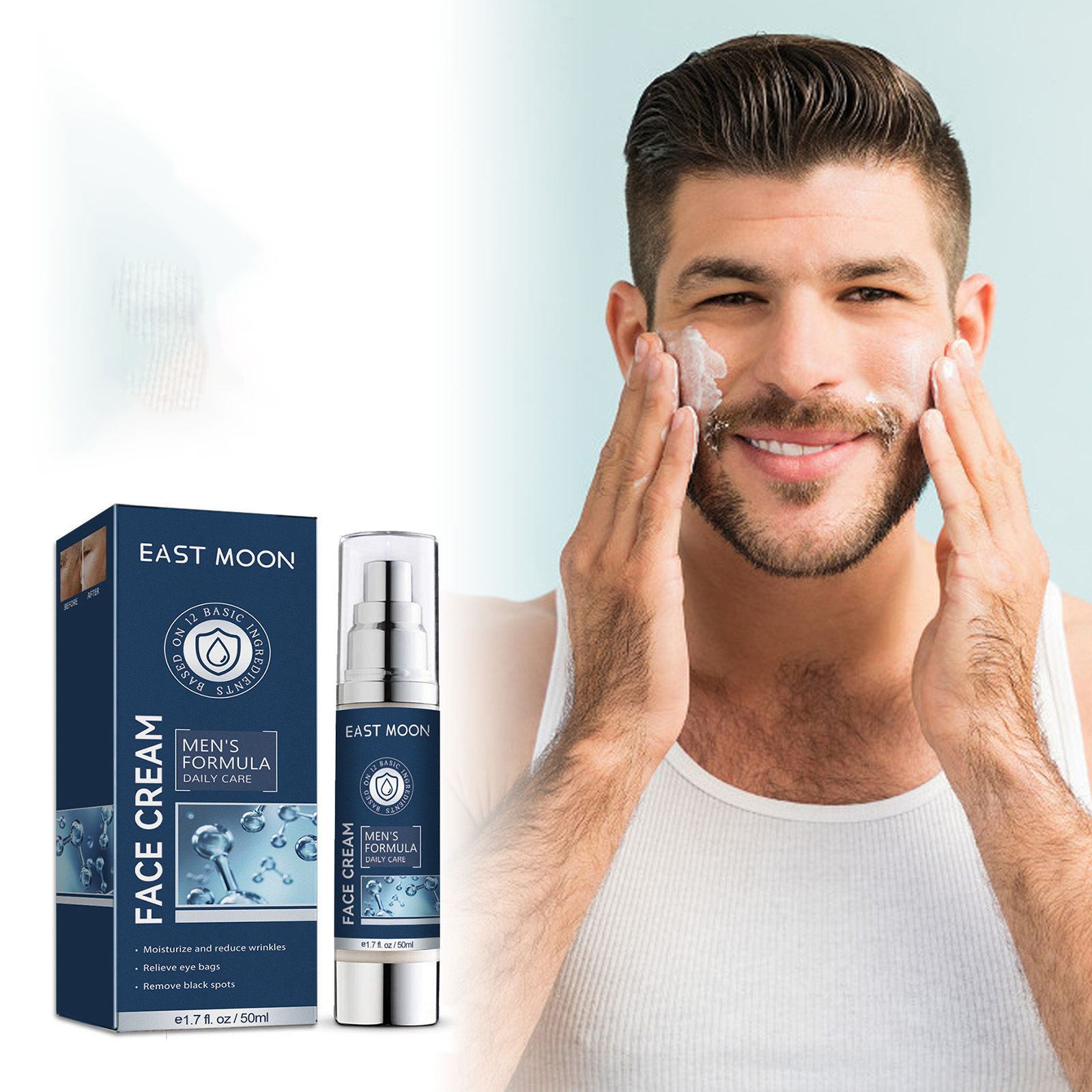 6-in-1 Men Facial Moisturizer Cream Hydrating Revitalizing Skin Care Particle Fa