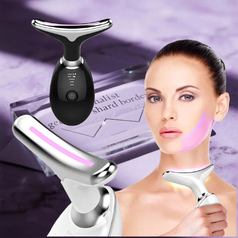Face Neck Lift Beauty Device EMS Facial Massager LED Light Therapy Double Chin R