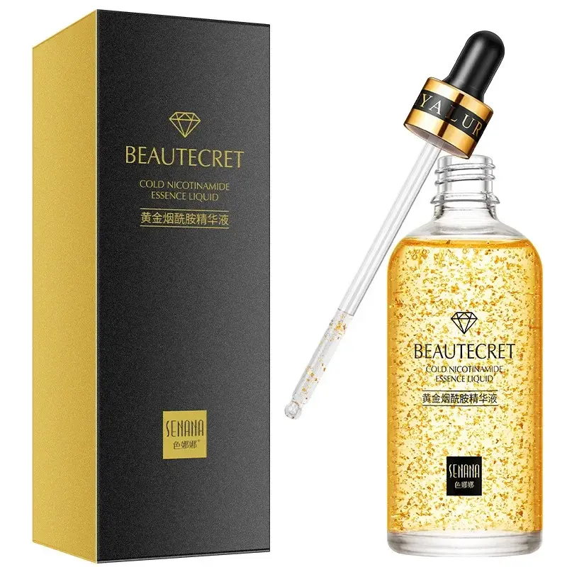 BIOAOUA Face Serum Nicotinamide Facial Essence Liquid 24K Pure Gold Hyaluronic A